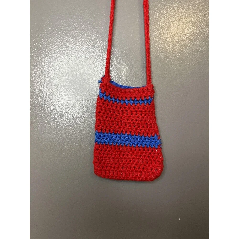 Handmade Crochet Shoulder Bag Womens Small Crossbody Purse Striped Unique Gift